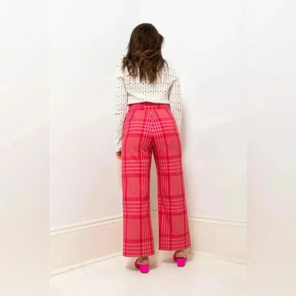 610 Rachel Comey Elio Pant in Bottiglia Plaid Pink - Picture 4 of 9